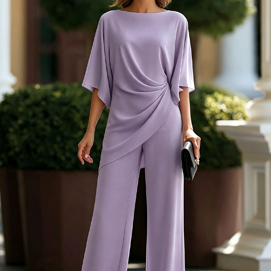 Gabriela | Conjunto de Blusa Drapeada y Pantalón Ancho