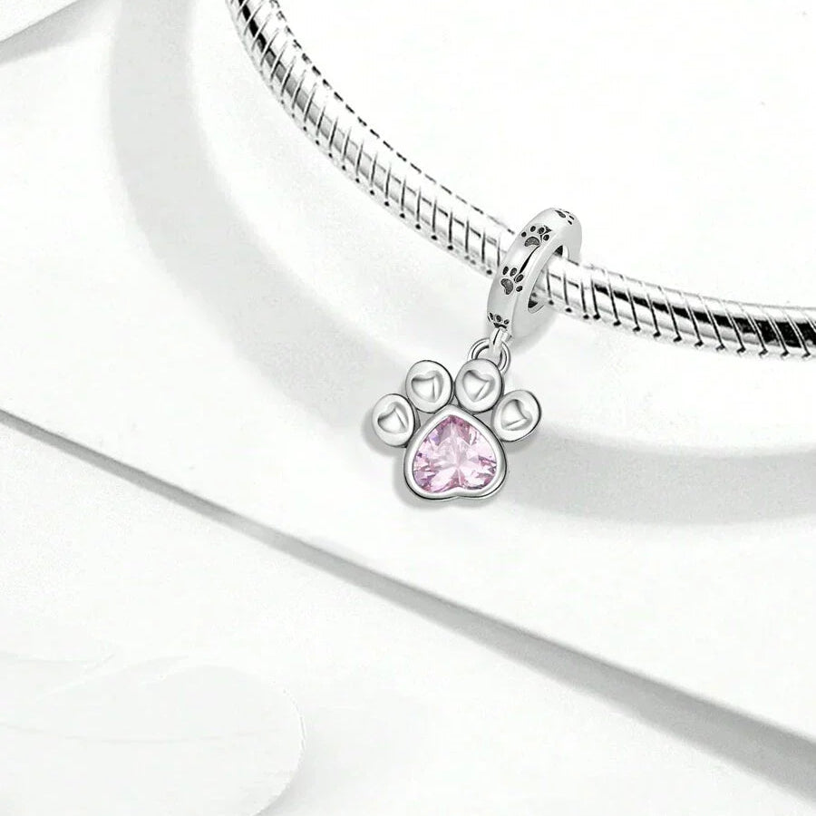 Pink Paw Print Charm