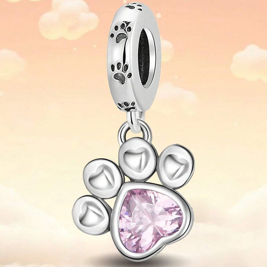 Pink Paw Print Charm