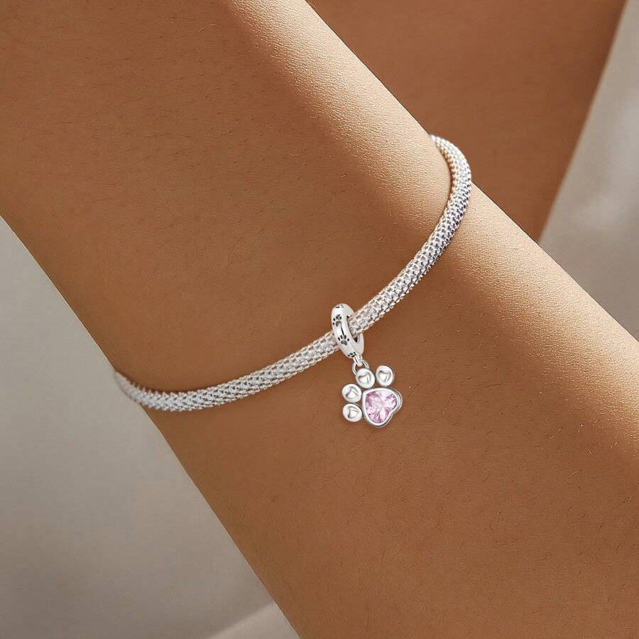 Pink Paw Print Charm