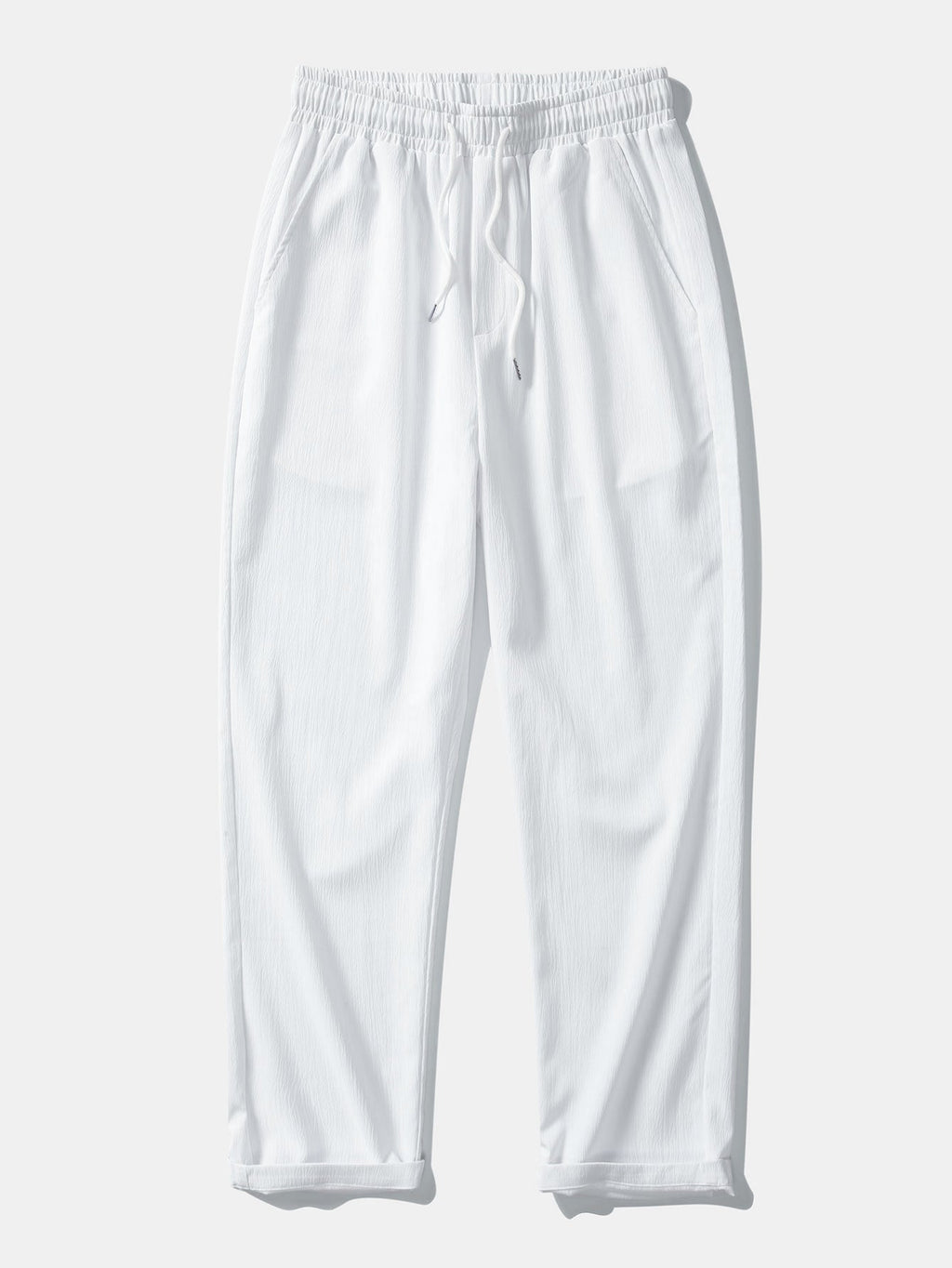 Camisa cubana de jacquard texturizado y pantalones de pierna recta con textura arrugada