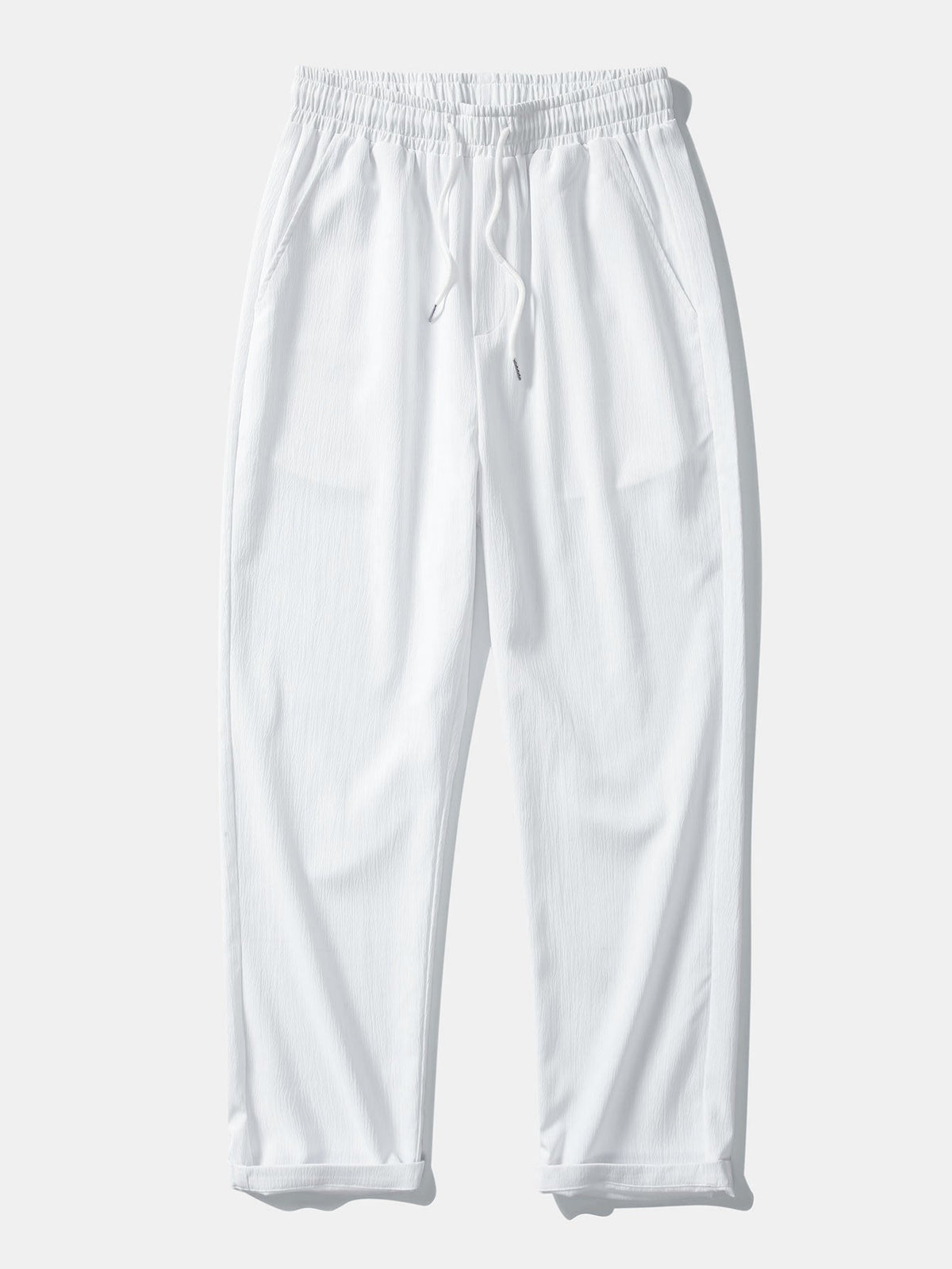 Camisa cubana de jacquard texturizado y pantalones de pierna recta con textura arrugada