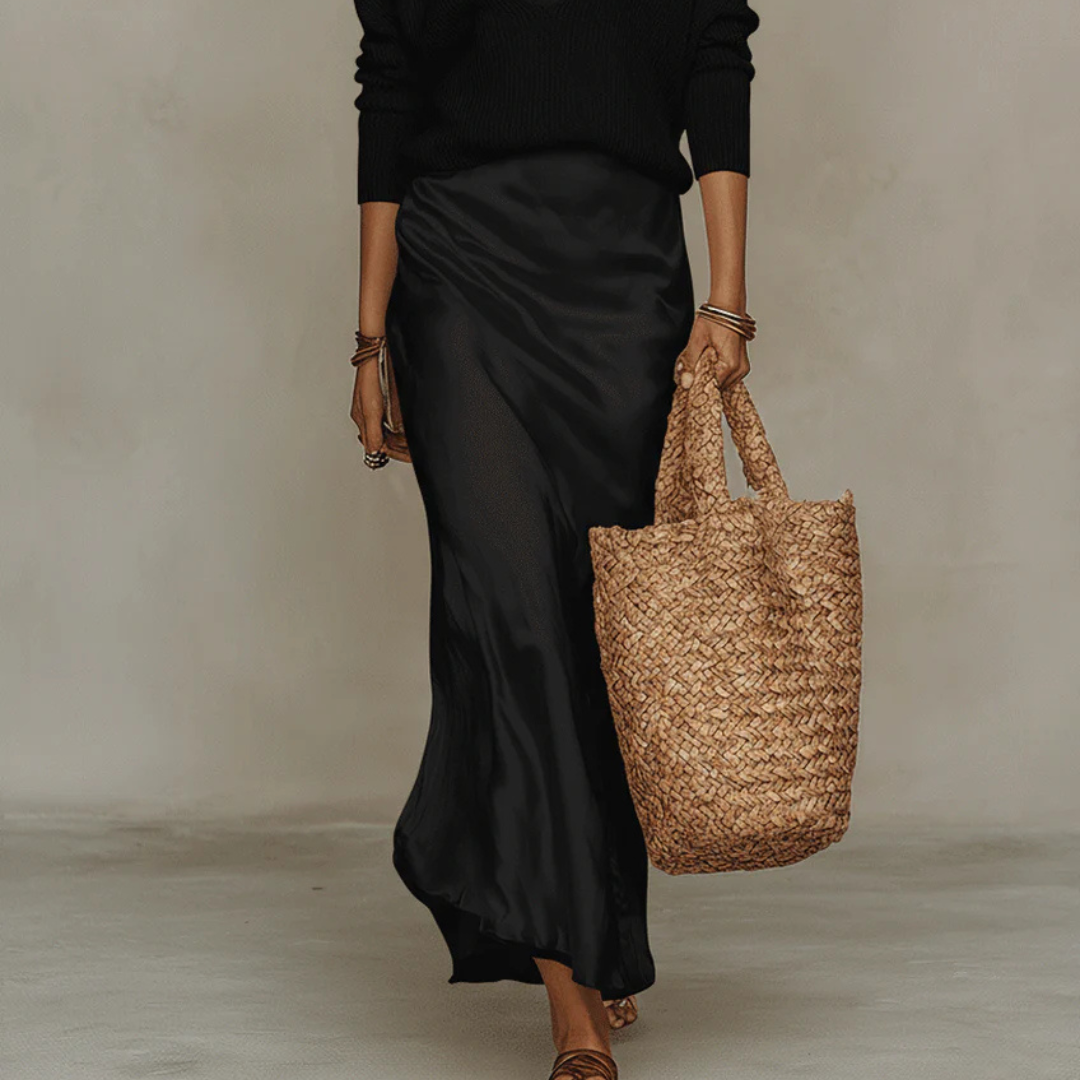Elena | Vestido midi satinado con jersey incluido