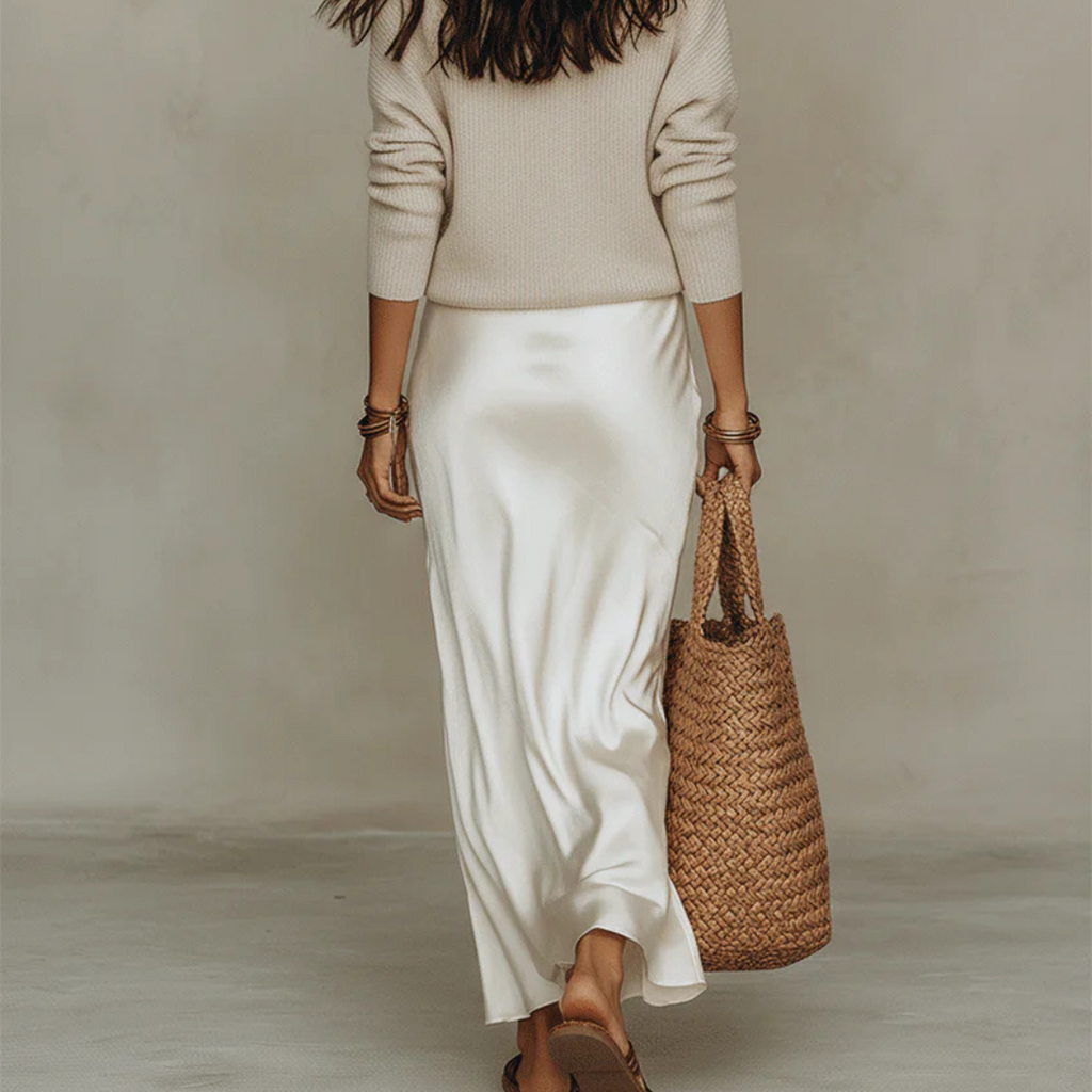 Elena | Vestido midi satinado con jersey incluido