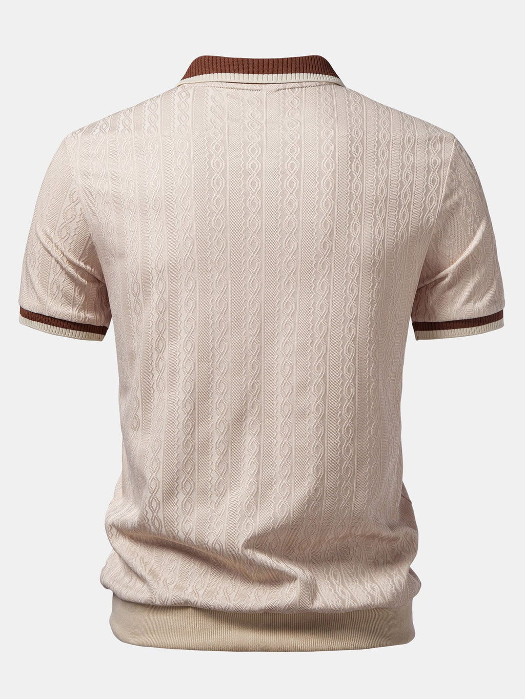Polo de punto con cremallera y ribete en contraste con textura y pantalones ajustados de corte cónico