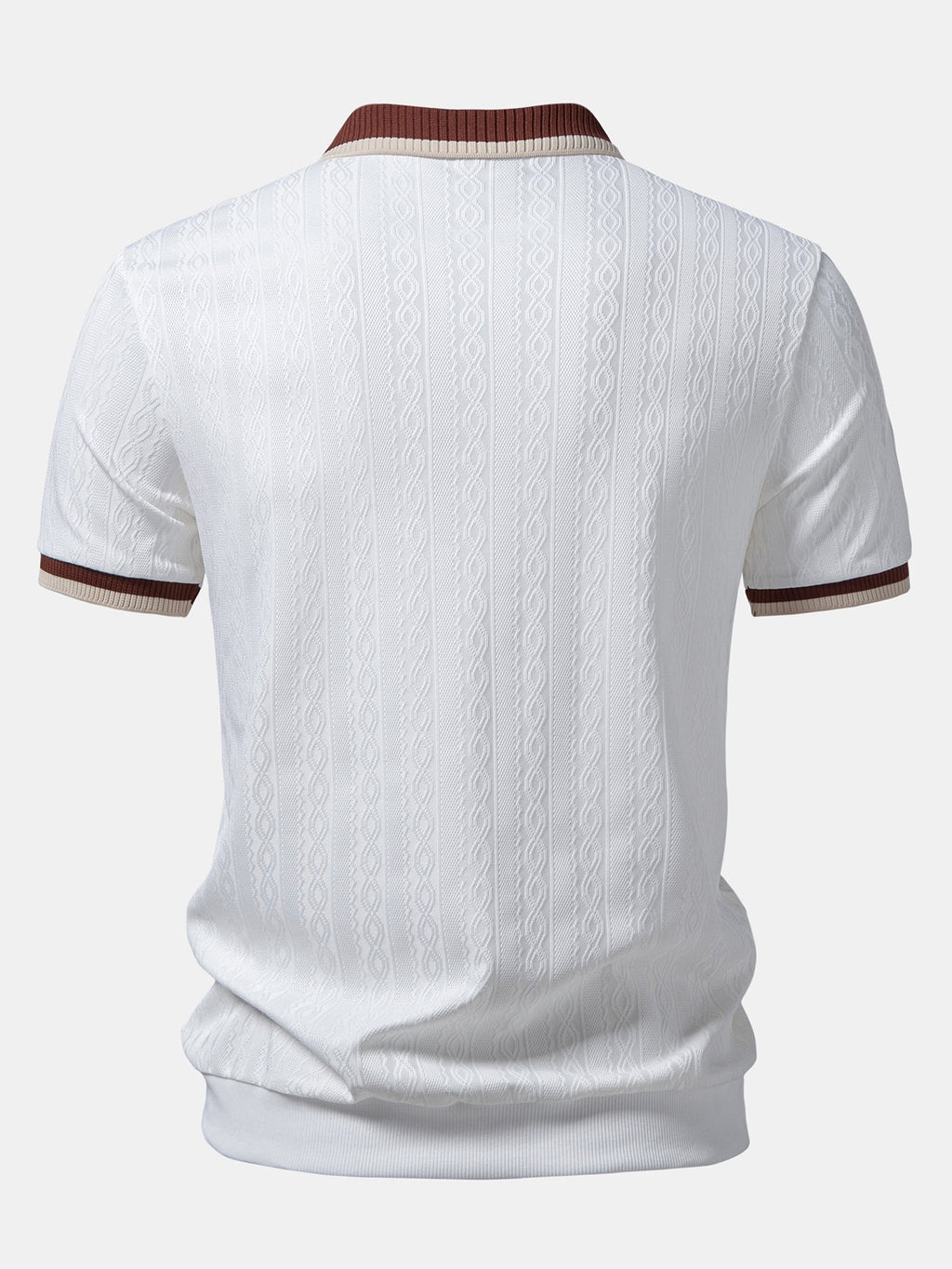 Polo de punto con cremallera y ribete en contraste con textura y pantalones ajustados de corte cónico