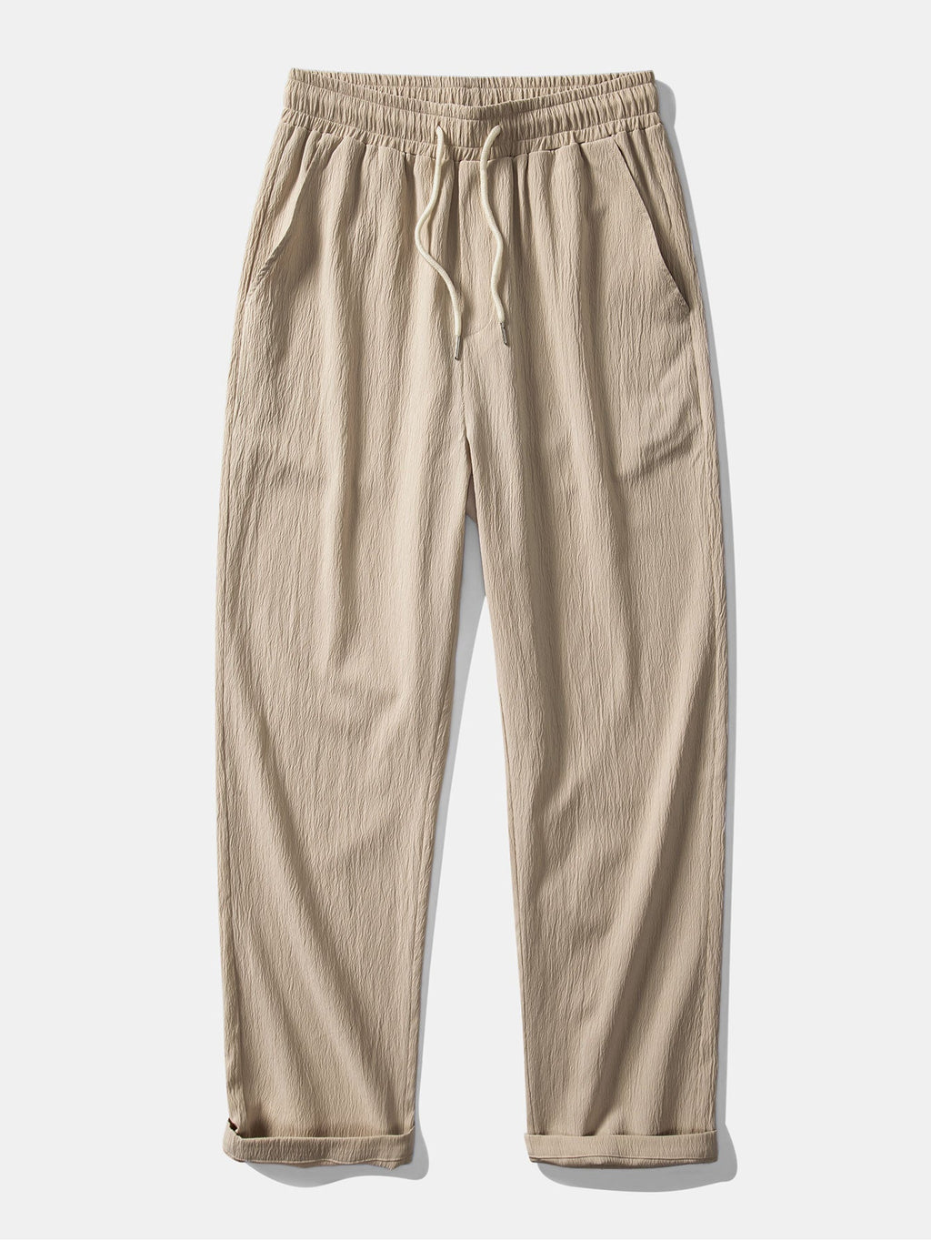 Camisa cubana de jacquard texturizado y pantalones de pierna recta con textura arrugada