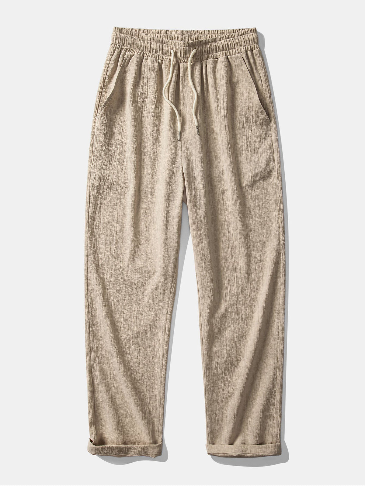 Camisa cubana de jacquard texturizado y pantalones de pierna recta con textura arrugada