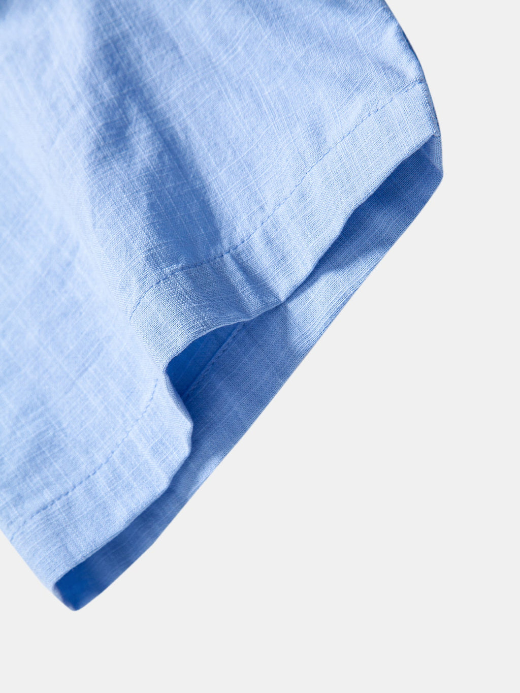 Camisa de lino de manga corta con cuello de pie y pantalones de lino de pierna recta