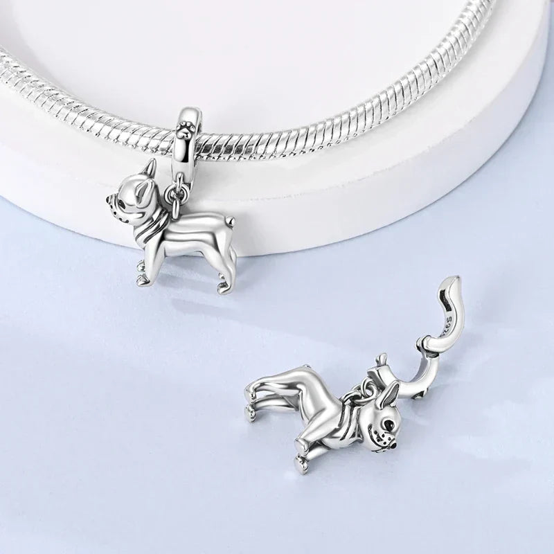 Silver Bulldog Charm