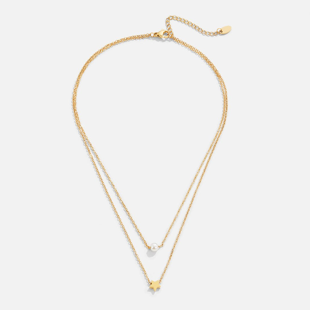 Gold Star & Pearl Layered Necklace