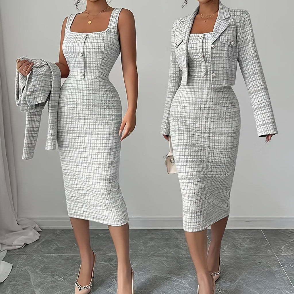 Celeste Plaid Tweed Set