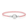 Pulsera de Cuero Rosa para Charms