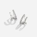 Pendientes plateados de cristal engastado con garras