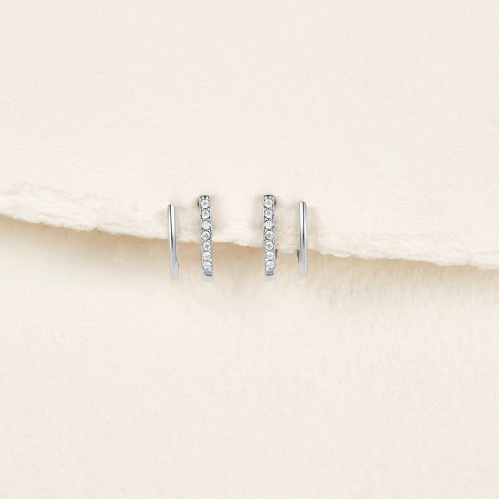 Pendientes plateados de cristal engastado con garras