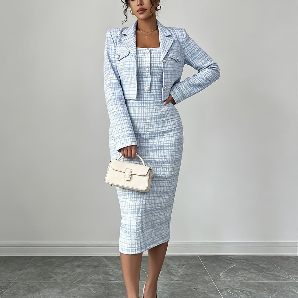 Celeste Plaid Tweed Set