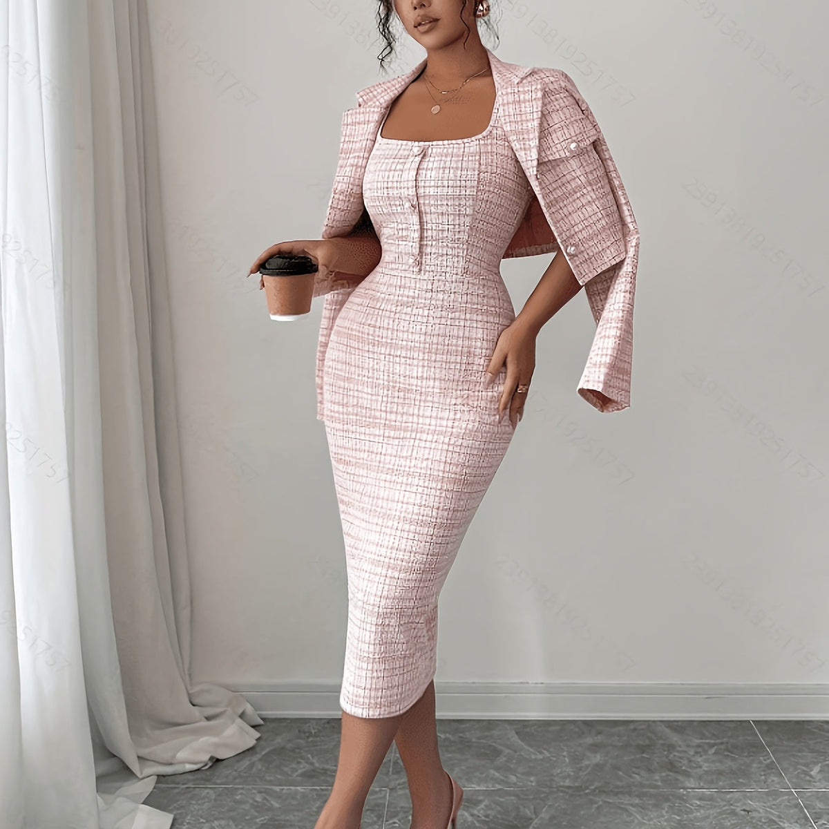 Celeste Plaid Tweed Set